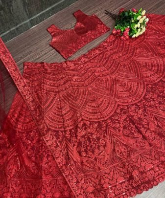 Designer Bollywood Wear Heavy Soft Net Chine Sequnce Work Lehengas With Heavy Net Dupatta