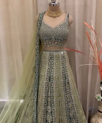 Designer Embroidery Sequence Work Top Lehengas With Dupatta Set