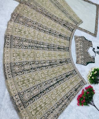 Designer Embroidery Sequence Work Top Lehengas With Dupatta Set