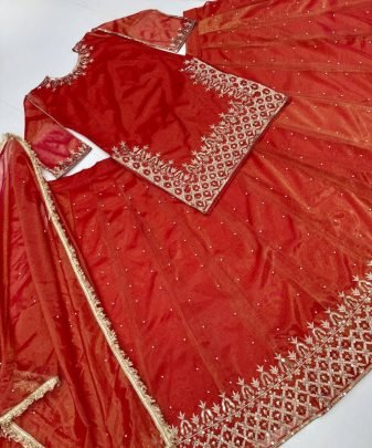 Designer Embroidery Sequence Work Top Lehengas With Dupatta Set
