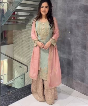 Designer Heavy Embroidered Coding Sequins Work 3 Pis Suit Set