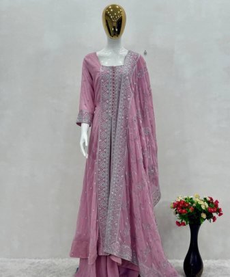 Designer Heavy Embroidered Sequins Work 3 Pis Suit Set