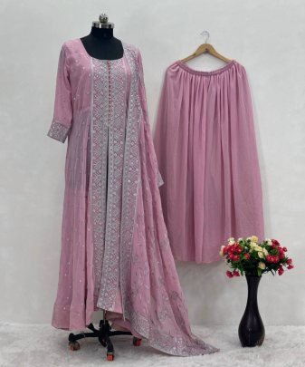 Designer Heavy Embroidered Sequins Work 3 Pis Suit Set