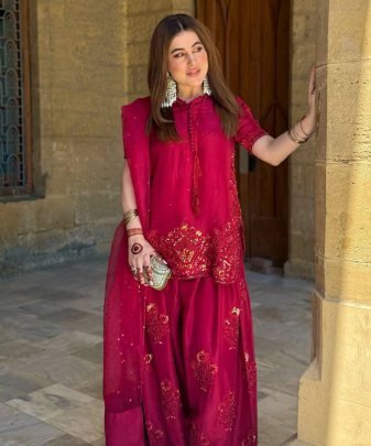 Designer Heavy Franch Crap Embroidered Sequence Work With Fancy Top plazzo Dupatta Set