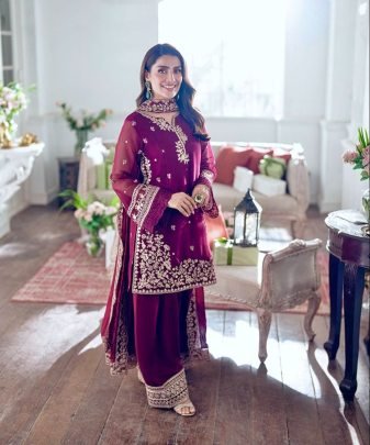 Designer Heavy Franch Crap Embroidered Sequence Work With Fancy Top plazzo Dupatta Set