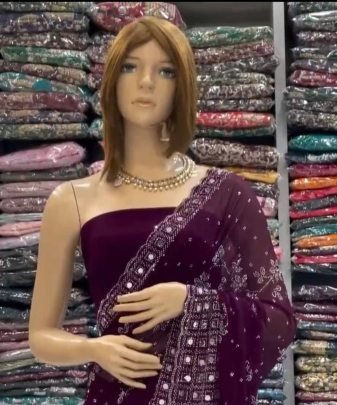 Designer Heavy Hot Fix Chiroshki Dimond With Real Mirror Work