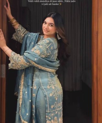 Designer Heavy Jimmy Choo Organza Chine Sequence Work 3 Pis Suit Set