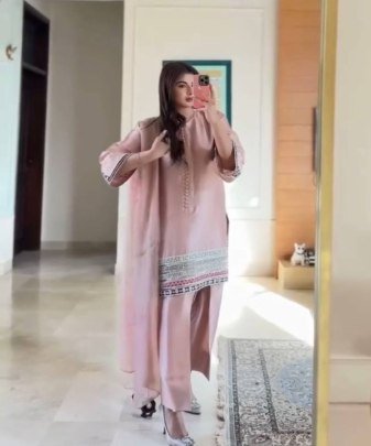 Designer Heavy Natural Creap Embroidered Sequence Work With Fancy Top pent Dupatta Set