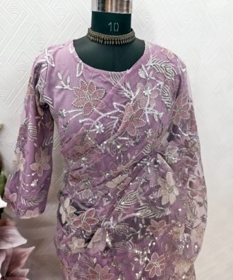 Designer Heavy silk and net heavy ready to wear saree with stitched blouse