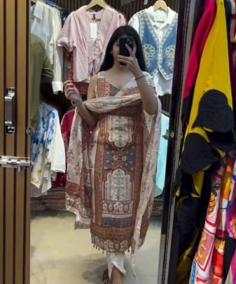 Designer Heavy Silk Digital Printed Salwar Suit with real mirror hand work