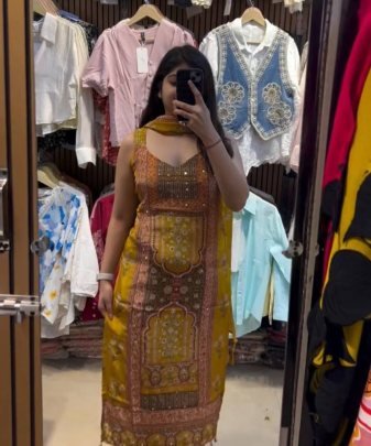 Designer Heavy Silk Digital Printed Salwar Suit with real mirror hand work