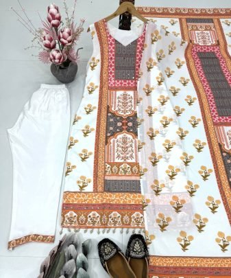 Designer Heavy Silk Digital Printed Salwar Suit with real mirror hand work