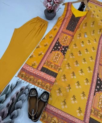 Designer Heavy Silk Digital Printed Salwar Suit with real mirror hand work