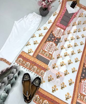 Designer Heavy Silk Digital Printed Salwar Suit with real mirror hand work