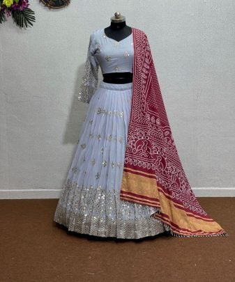 Designer Navratri Special Heavy Georgette Embroidered 9mm Sequins Work Lehengas With Dupatta