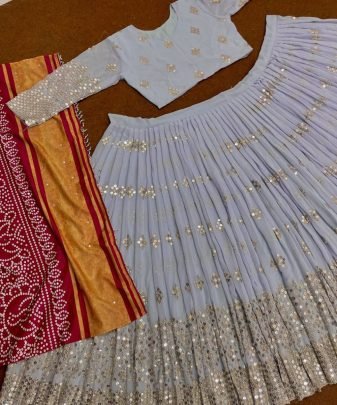 Designer Navratri Special Heavy Georgette Embroidered 9mm Sequins Work Lehengas With Dupatta