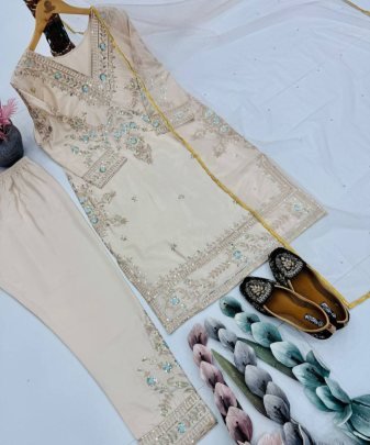 designer Pakistani Natural silk salwar suit set