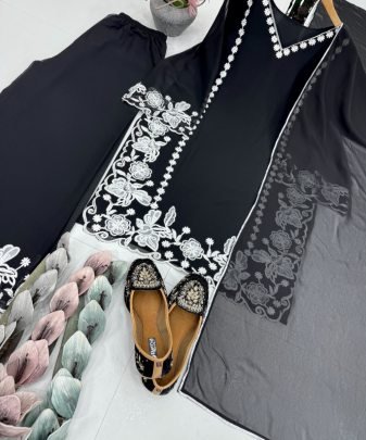 Designer Party wear Fancy Embroidery Work Top, Palazzo, Dupatta set