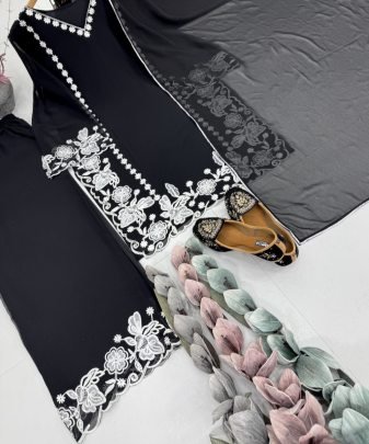 Designer Party wear Fancy Embroidery Work Top, Palazzo, Dupatta set