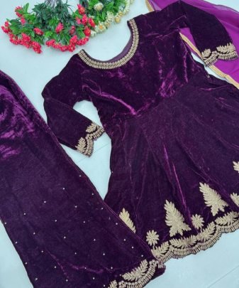 Designer Party Wear Heavy Viscose Velvet Suit Set