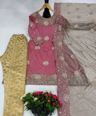 Designer Wear Heavy Party Wear Top With Jacquard Plazzo