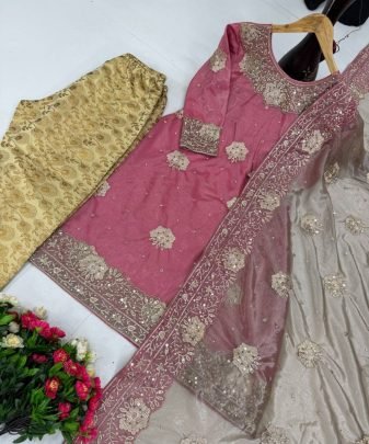 Designer Wear Heavy Party Wear Top With Jacquard Plazzo