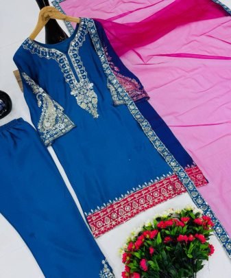 Heavy Eid Special Top  Dupatta With Plazzo