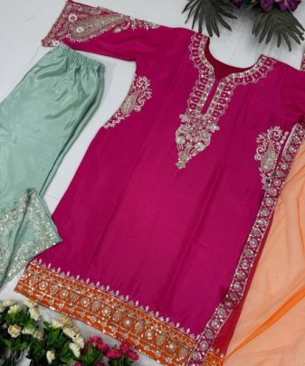 Heavy Eid Special Top  Dupatta With Plazzo