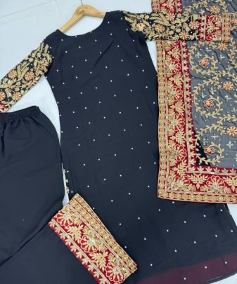 Heavy Eid Special Top  Dupatta With Plazzo