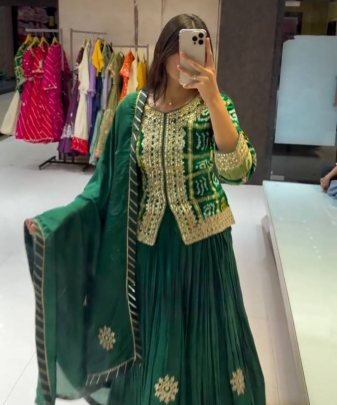 Lunching New Designer Wear  Heavy Chinon Embroidery Coding Sequence Work Top With Lehengas