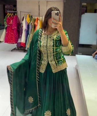 Lunching New Designer Wear  Heavy Chinon Embroidery Coding Sequence Work Top With Lehengas