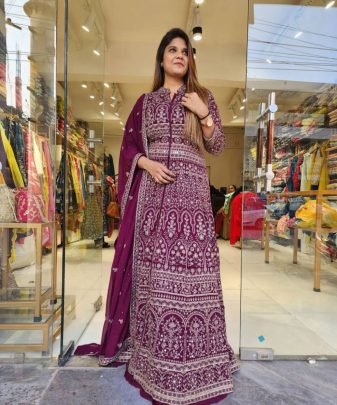 Lunching New Designer Wear Koti Heavy Chine Stitch Work With Lehengas