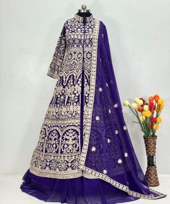 Lunching New Designer Wear Koti Heavy Chine Stitch Work With Lehengas