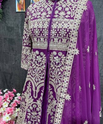 Lunching New Designer Wear Koti Heavy Chine Stitch Work With Lehengas