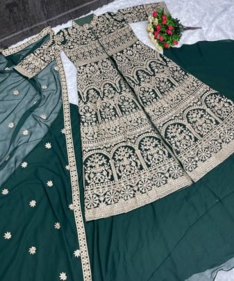Lunching New Designer Wear Koti Heavy Chine Stitch Work With Lehengas