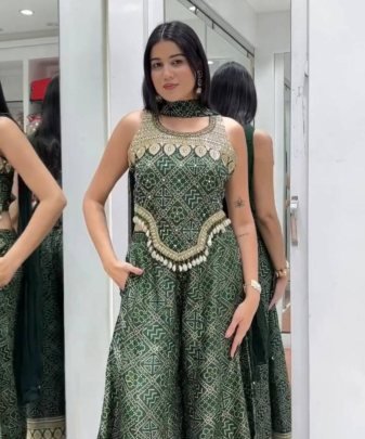 Lunching New Party Wear  Top Palazzo And Dupatta Suit Set