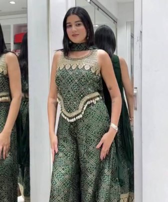 Lunching New Party Wear  Top Palazzo And Dupatta Suit Set