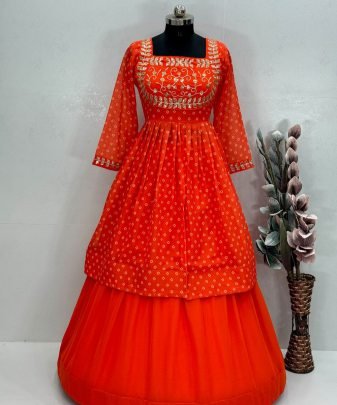 Navratri Collection Embroidery Sequence Work Top  With Lehengas