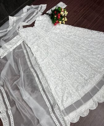 New Deesigner Summer Special Heavy Chine Work Organza Gown With Dupatta