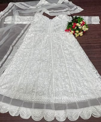 New Deesigner Summer Special Heavy Chine Work Organza Gown With Dupatta