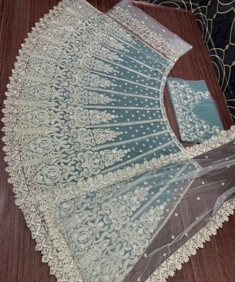 New Designer Bridal Wear Heavy Chine Sequnce Work Lehengas Choli With Dupatta