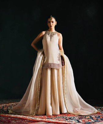 New Designer Embroidery Chine  Sequence Work  With Fancy Top Palazzo Dupatta Set