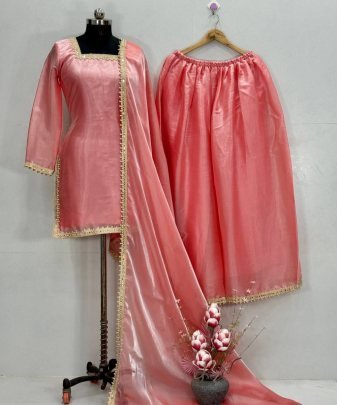 New Designer Embroidery Coding Work  With Fancy Top Palazzo Dupatta Set