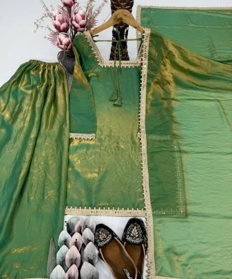 New Designer Embroidery Coding Work  With Fancy Top Palazzo Dupatta Set