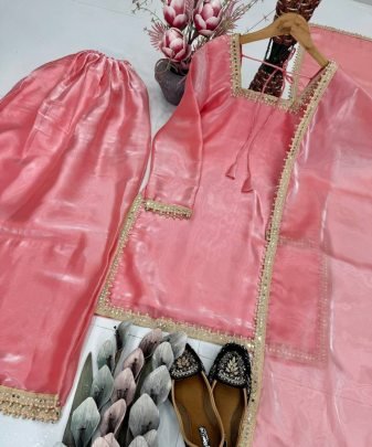 New Designer Embroidery Coding Work  With Fancy Top Palazzo Dupatta Set