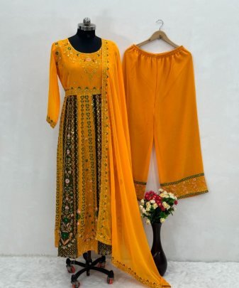 New Designer Embroidery Sequences Work Top With Sharara