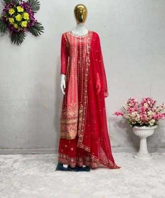 New Designer Embroidery Sequences Work Top With Sharara