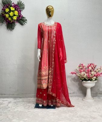 New Designer Embroidery Sequences Work Top With Sharara