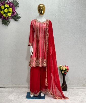 New Designer Embroidery Sequences Work Top With Palazzo