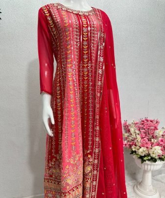 New Designer Embroidery Sequences Work Top With Sharara